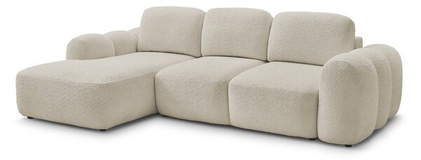 Divano angolare beige allungabile/con contenitore (con penisola a sinistra/con chaise lounge) con rivestimento in bouclé Montaigne – Bobochic Paris