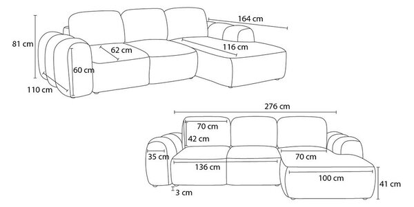 Divano angolare beige allungabile/con contenitore (con penisola a sinistra/con chaise lounge) con rivestimento in bouclé Montaigne – Bobochic Paris