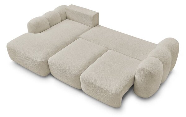Divano angolare beige allungabile/con contenitore (con penisola a sinistra/con chaise lounge) con rivestimento in bouclé Montaigne – Bobochic Paris