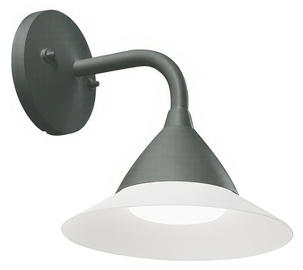 Lampada da parete in alluminio pressofuso PETUNIA APPLIQUE IN BASSO 20W LED 3000K Dimensioni 25,4x20xh 24,4 cm diffusore in resina satinata colore GRAFITE