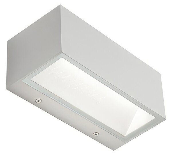 Applique in alluminio pressofuso BOX APPLIQUE RETTANGOLO 11W LED 3000K Dimensioni 18,5x9xh 7,5 cm Diffusori in vetro trasparente colore BIANCO