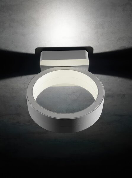 Applique in alluminio pressofuso PLAZA APPLIQUE ROTONDA 16W LED 3000K Diffusore in vetro trasparente colore BIANCO