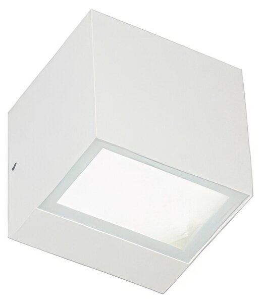 Applique Biemissione in alluminio pressofuso BOX APPLIQUE MINI 5,5W 5,5W LED 3000K Dimensioni 9x8,5xh 8,5 cm Diffusori in vetro trasparente colore BIANCO
