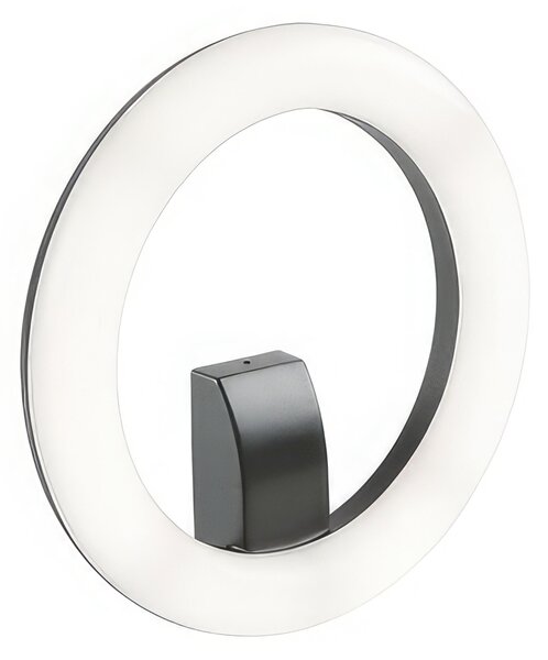 Lampada da parete in alluminio pressofuso OMEGA APPLIQUE TONDA 20W LED 4000K Dimensioni � 24 cm Luce diretta con diffusore in termoplastico opalino colore GRAFITE