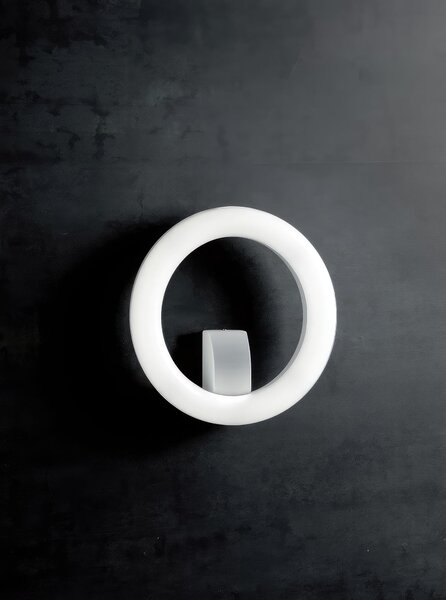 Lampada da parete in alluminio pressofuso OMEGA APPLIQUE TONDA 20W LED 3000K Diametro 28 cm Luce diretta con diffusore in termoplastico opalino colore GRAFITE