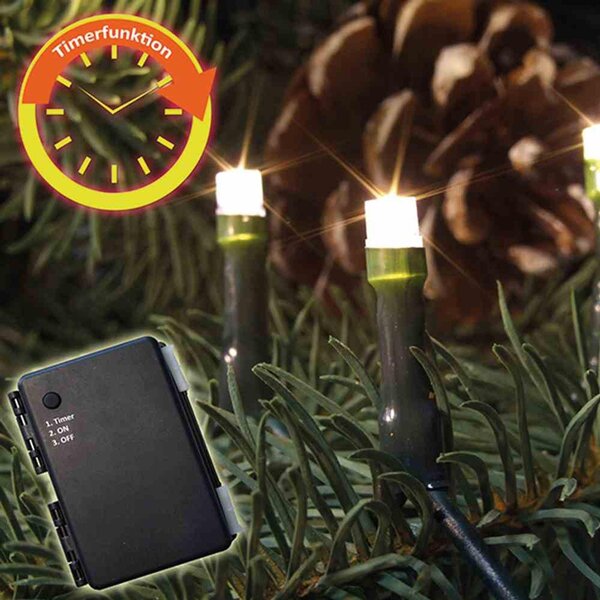 Catena luminosa a batteria LED 80 LED, per esterni, verde, cavo di alimentazione da 0,5 m