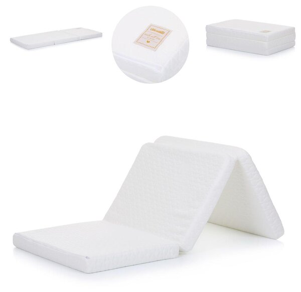 Materassino pieghevole per neonati Chipolino Aloe, dimensioni 120 x 60 x 6 cm, bianco ipoallergenico