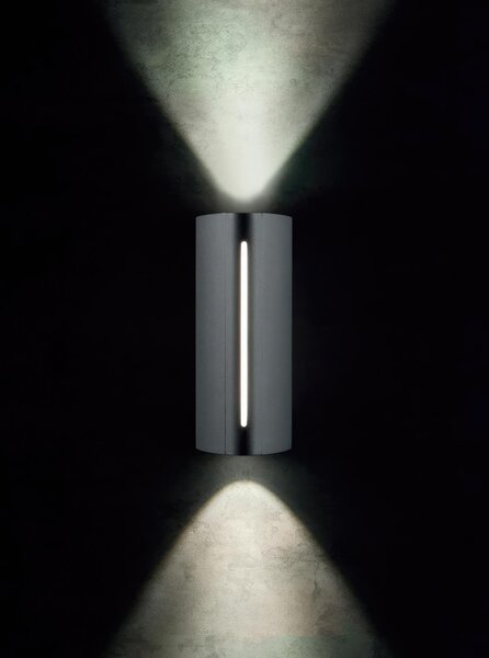 Applique in alluminio pressofuso VISION APP. DOPPIA 4W 4W 3W LED 4000K Dimensioni 8,4x8,8x h20 cm Diffusore frontale in resina opalina colore GRAFITE