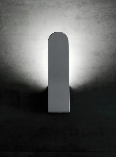 Applique rivolta in alto in pressofusione di alluminio SURF APPLIQUE RIFLESSA 8W LED 4000K Dimensioni 7,65x14,6x h25,7 cm Diffusore in vetro trasparente colore BIANCO