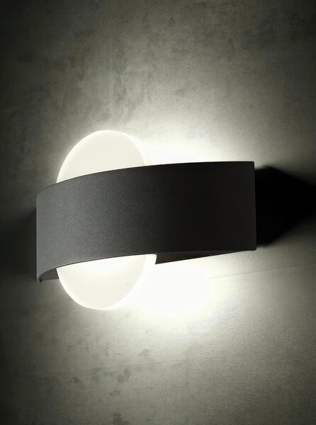 Applique in alluminio pressofuso DEXTER APPLIQUE CURVA 10W LED 4000K Dimensioni 24x6xh14,2 cm Diffusori in acrilico satinato colore GRAFITE