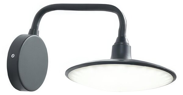 Applique con struttura in metallo e termoplastico FOCUS APPLIQUE PIATTO Dimensioni 20x30xh17,5 cm Diffusore in termoplastico opalino 18W LED 4000K colore GRAFITE