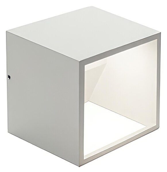 Applique in alluminio pressofuso NIKO APPLIQUE CUBO Dimensioni 11,1x10,9xh 10,9 cm Diffusore in vetro trasparente 9W LED 3000K colore BIANCO
