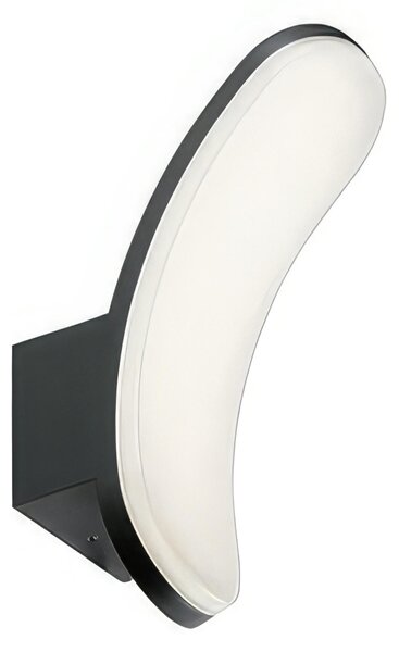 APPLIQUE VIRGOLA in alluminio pressofuso 15W LED 4000K Dimensioni h 26 cm il diffusore � in termoplastico colore GRAFITE