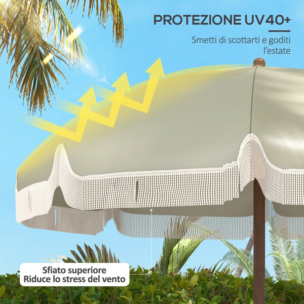 Outsunny Ombrellone da Spiaggia Salvaspazio con Protezione UV40+ e Borsa di Trasporto, Verde | Aosom Italy