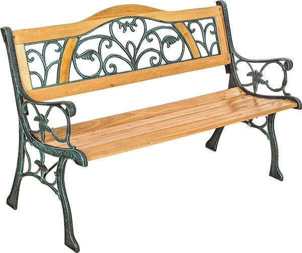 Panchina da giardino tectake Kathi L 124 x P 60 x H 83 cm, in legno e ghisa, colore marrone