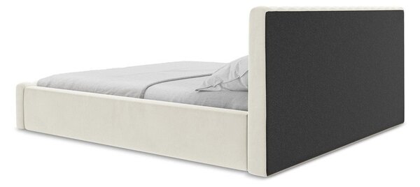 Letto matrimoniale imbottito color crema con contenitore con rete inclusa 160x200 cm Lemi – Makamii