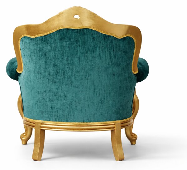 Poltrona Barocca Domizia - Foglia Oro e Velluto – Artigianato Italiano di Lusso