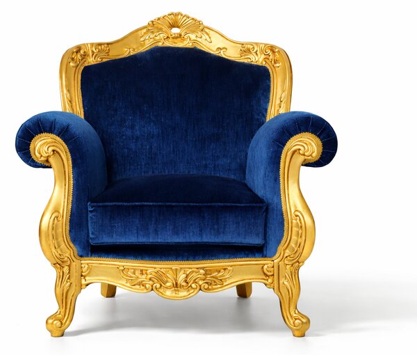 Poltrona Barocca Domizia - Foglia Oro e Velluto – Artigianato Italiano di Lusso