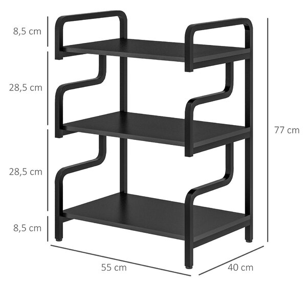 HOMCOM Supporto per Stampante Industriale a 3 Livelli, in Metallo e Truciolato, 55x40x77 cm, Nero | Aosom Italy