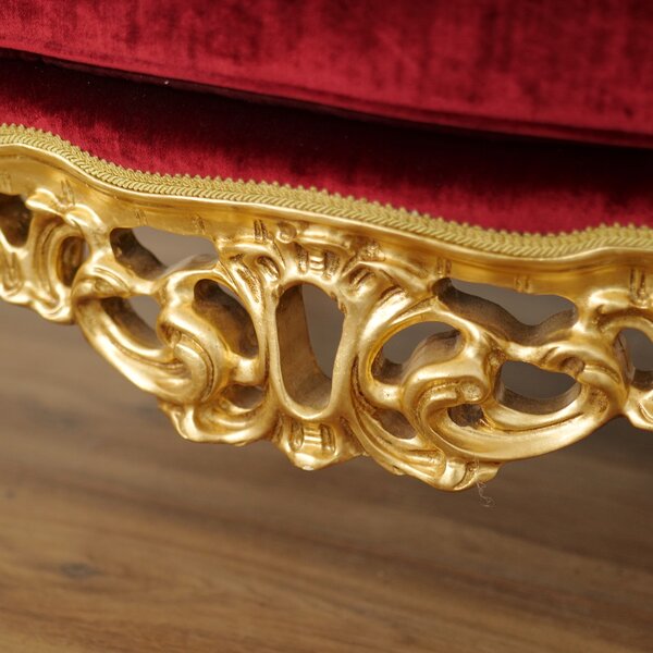 Poltrona Barocca Bernini - Foglia Oro e Velluto – Artigianato Italiano di Lusso