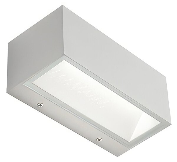 Applique in alluminio pressofuso BOX APPLIQUE MEDIA 12W LED 3000K Dimensioni 14x8,9x h 6,5 cm Diffusori in vetro trasparente colore BIANCO