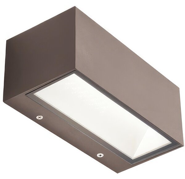 Applique in alluminio pressofuso BOX APPLIQUE MAXI 40W LED 3000K Dimensioni 30x12xh 10,8 cm Diffusori in vetro trasparente colore CAFFE'