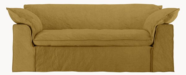 Divano 3 posti in lino color ocra bruciata Nomad, 204 cm