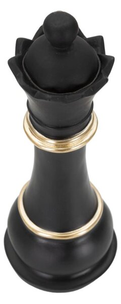 Elegante scultura nera con finiture dorate REGINA DEGLI SCACCHI � 9xh 25,5 cm- colore oro e nero
