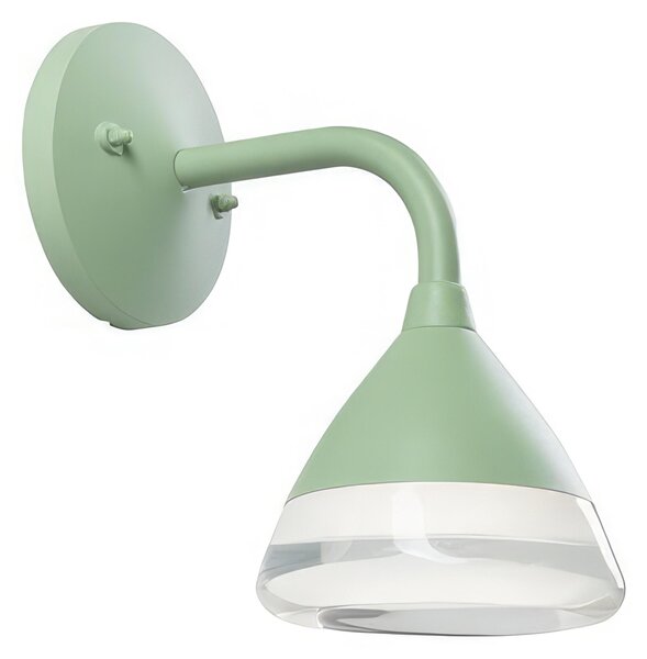 Lampada da parete in alluminio pressofuso GRAAL APPLIQUE IN BASSO Dimensioni 13,1x21,9xh 25,2 cm Diffusore in acrilico 20W LED 4000K colore SALVIA