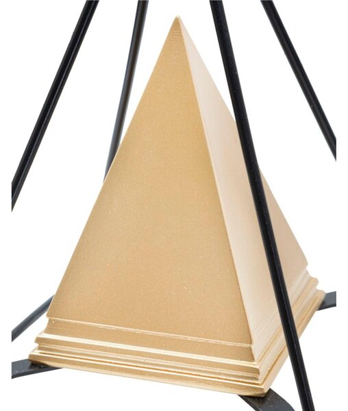 Statua decorazione a forma di doppia piramide con Ferro GOLD WITH IRON Dimensioni 15x15xh 21 cm- colore dorato e nero