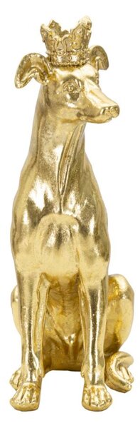 Statua cane seduto con corona dorata DOG GOLD Dimensioni 20x12xh 33 cm- Lavorazione quadretti colore oro