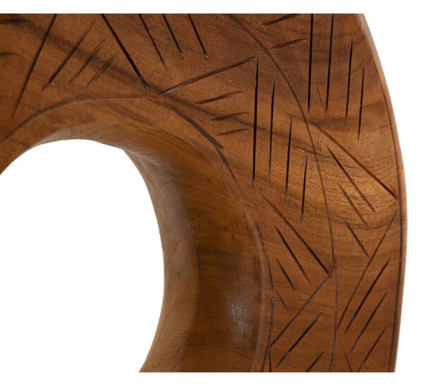 Scultura rotonda in teak riciclato, realizzata a mano, finemente intarsiata Dimensioni 35x10xh 58 CM - 3.5 kg Colore legno con venature