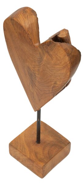 Scultura a forma di cuore in teak riciclato, realizzata a mano, finemente intarsiata Dimensioni 15x10xh 35 CM - 0,9 kg forme tondeggianti Colore legno con venature