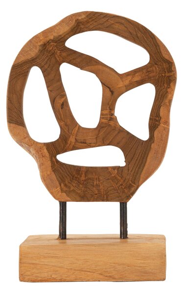 Scultura rotonda in teak riciclato, realizzata a mano, finemente intarsiata Dimensioni 18x10xh 27 CM - 0,9 kg forme tondeggianti Colore legno con venature