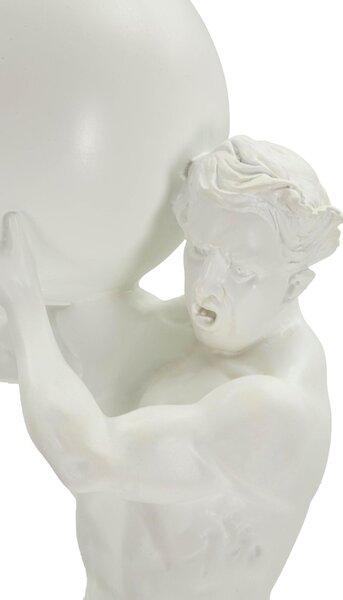 Scultura di uomo atletico che trasporta una palla STATUETTA ATLAS Dimensioni 18x12x h50 cm in Polyresin Bianco