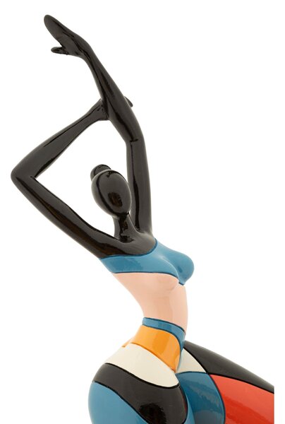 Scultura di donna che balla colori linee vivaci e sgargianti, CONTEMPORANEO DONNINA DANCE RUBIC -B-Dimensioni 11,5x9x h38 cm in Polyresin multicolor
