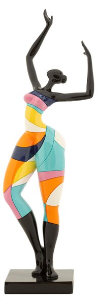 Scultura di donna che balla colori linee vivaci e sgargianti, CONTEMPORANEO DONNINA DANCE RUBIC -A-Dimensioni 12,5x10x h38 cm in Polyresin multicolor