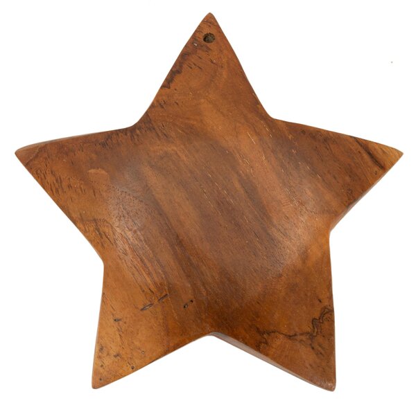 Stella decorativa che brilla con eleganza in teak riciclato, realizzata a mano, finemente intarsiata Dimensioni �19x5- 0,5 kg forme tondeggianti Colore legno con venature