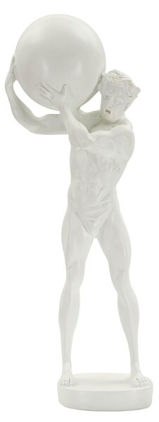 Scultura di uomo atletico che trasporta una palla STATUETTA ATLAS Dimensioni 18x12x h50 cm in Polyresin Bianco