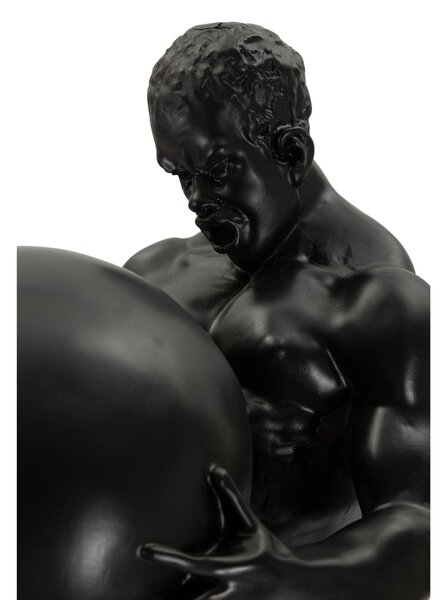 Scultura di uomo atletico che trasporta una palla STATUETTA ATLAS Dimensioni 18,5x20,5x h 43,5 cm in Polyresin Nero Oro