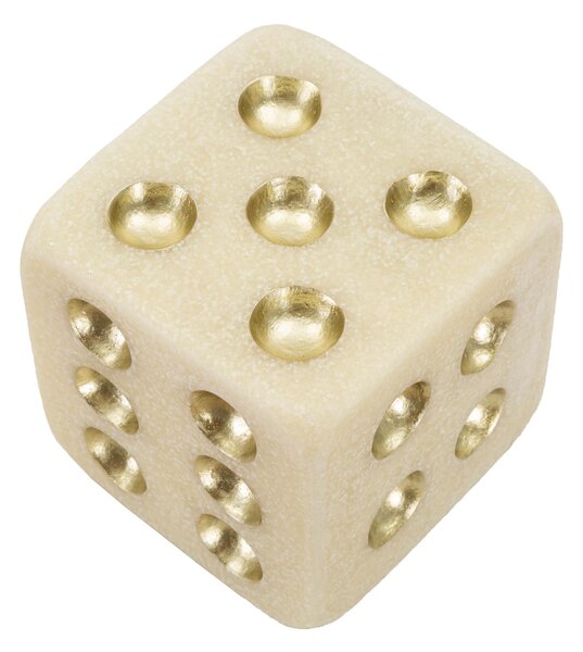 Dado elegante dai toni chiari con punti in oro. Perfetto per giochi da tavolo o collezioni. Design raffinato e moderno. Dimensioni 12x12x12 cm - bianco oro