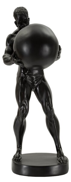 Scultura di uomo atletico che trasporta una palla STATUETTA ATLAS Dimensioni 18,5x20,5x h 43,5 cm in Polyresin Nero Oro