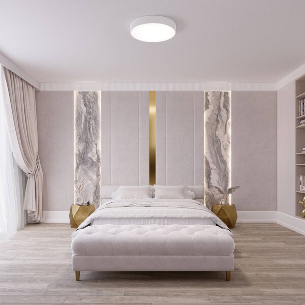 Plafoniera Cleo 300 TEMAR LIGHTING, dimmerabile, Bianco / Opale, Soggiorno / Sala da pranzo, Metallo, Moderno, Plafoniera