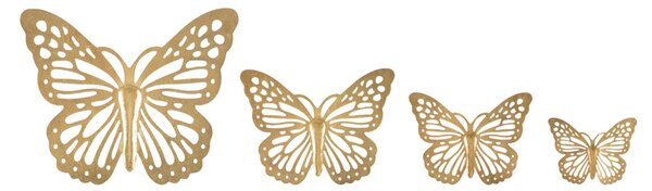 Farfalle decorativa da Muro SET 4 Pezzi in ferro colore Oro WALL BUTTERFLIES Dimensioni varie cm peso 400 gr in ferro