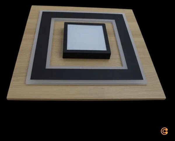Just Light Lampada da soffitto a led Luce Tola Wood Light Nero 3000 K 40x40cm 26 W