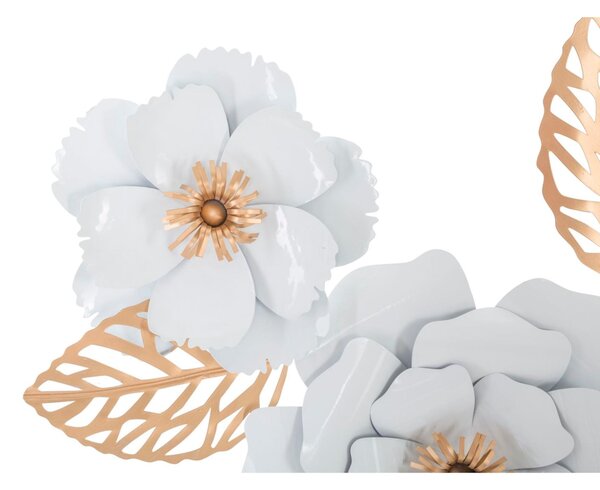 Pannello decorativo 3D dorato richiama le foglie i fiori e la natura WHITE DECO 158x9xh 60 cm peso 5,5 kg ORO e Bianco metallo