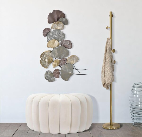 Pannello da muro in Metallo dal design DIPLY 3D Forme foglie e la natura 76x7,6x126 cm peso 2,80 kg multicolore metallo