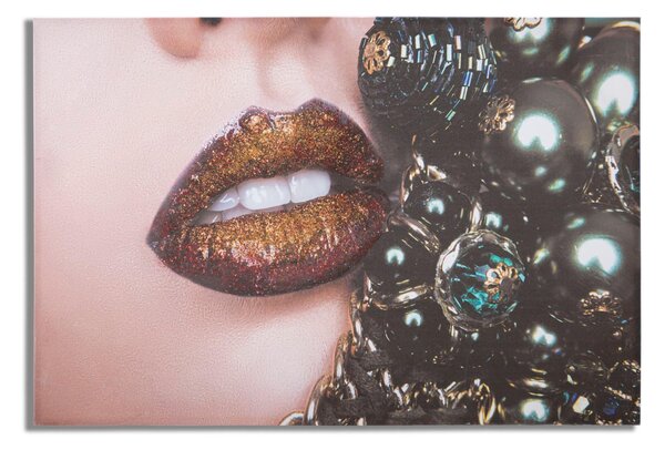 Stampa su Tela intelaiatura in legno Design Volto Femminile dai Toni caldi BEAUTIFUL LIPS dimensioni 80x3,8xh 120 cm Legno colore multicolore