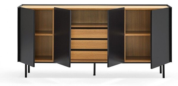 Cassettiera bassa nera effetto rovere 165x78 cm Arista - Teulat