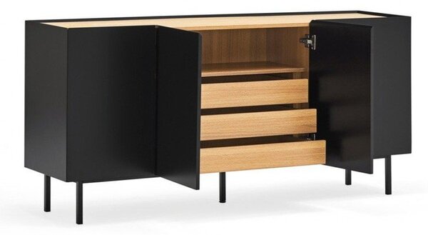 Cassettiera bassa nera effetto rovere 165x78 cm Arista - Teulat
